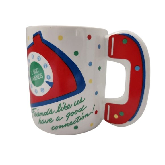 Vintage 80’s Avon 1-800 Friends White Red Blue Rotary Phone Graphics Coffee Mug - Picture 4 of 8